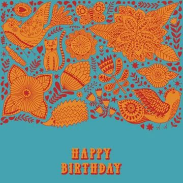 Doodle elements illustration made of flowers and herbs Stock Illustration