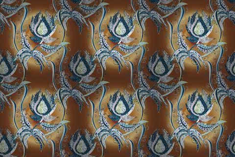 Of doodle elements. Seamless flower pattern can be used for wallpaper, website b Stock Illustration