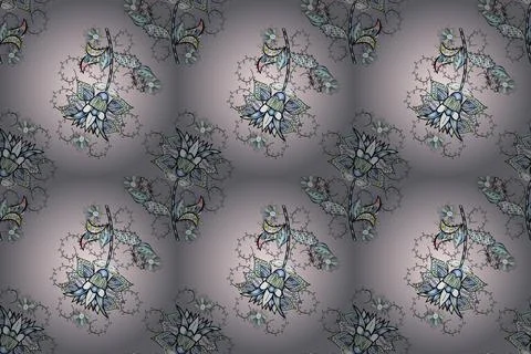 Of doodle elements. Seamless flower pattern can be used for wallpaper, website b Stock Illustration