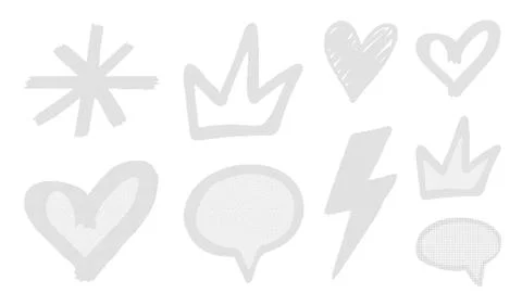 Doodle elements set with a distinctive dither texture. These doodle element.. イラスト素材