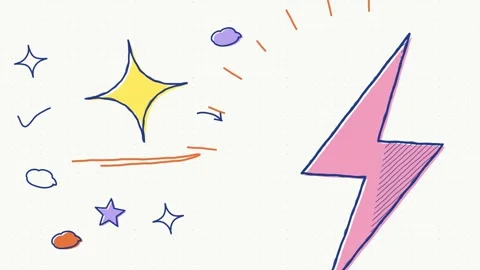 Doodle Elements Stars Lightning Bolts Stock Footage 347618447