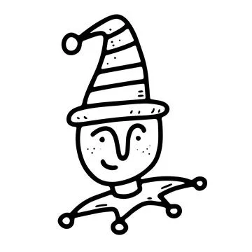 Doodle elf character with hat. Hand drawn helpe Stock Illustration