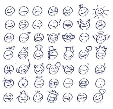 Doodle emoji set Stock Illustration