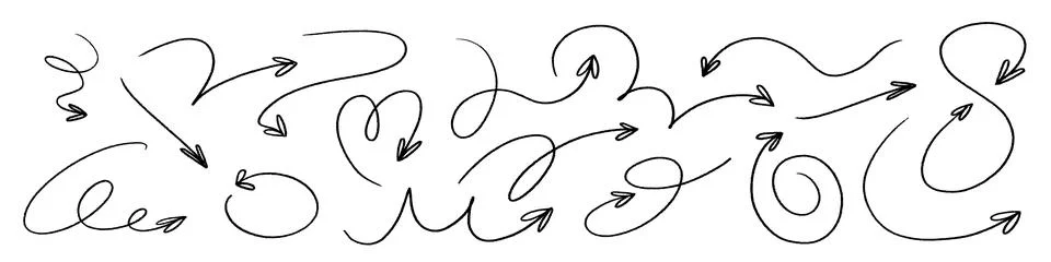 Doodle emphasis arrow icon. Design quirky twist zigzag line, spring coil, c.. Stock Illustration