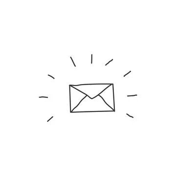 Doodle of envelope. Incoming message has been read. Cartoon sketch. Vector Stock Illustration