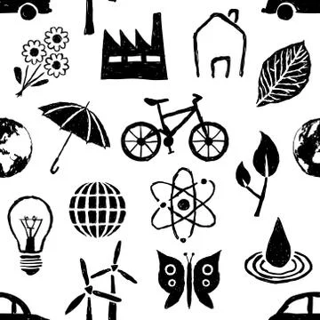 Doodle environment seamless pattern Stock Illustration