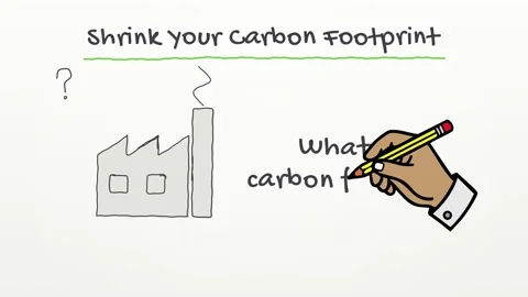 Doodle explainer Shrink Your Carbon Footprint with sketches of travel home Vídeos de archivo 348700884
