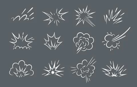 Doodle explosion and burst smoke with rocket trail Illustrazione stock