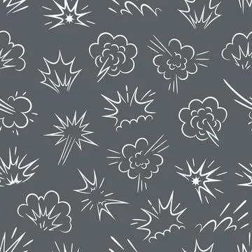Doodle explosion and burst smokes seamless pattern Illustrazione stock