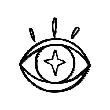 Doodle Eyes hand drawn set. Mystic Symbols Boho collection. Evil Eye, Crescent Stock Illustration