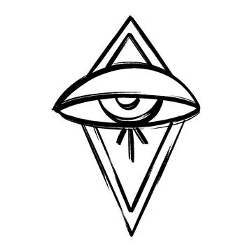 Doodle Eyes hand drawn set. Mystic Symbols Boho collection. Evil Eye, Crescent Stock Illustration