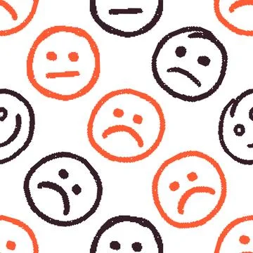 Doodle Faces Seamless Pattern. Vector seamless dithering pixel style pattern Stock Illustration