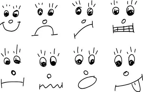 Doodle Faces Simple Set. Caricature or Emoticon. Isolated Vector Set Stock Illustration