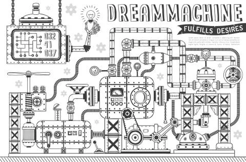 Doodle fantastic machine Stock Illustration