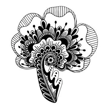 Doodle fantasy flower. Vector linear botanical illustration. Floristic sketch Stock Illustration