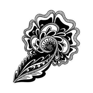 Doodle fantasy flower. Vector linear botanical illustration. Floristic sketch Stock Illustration