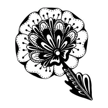 Doodle fantasy flower. Vector linear botanical illustration. Floristic sketch Stock Illustration