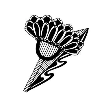 Doodle fantasy flower. Vector linear botanical illustration. Floristic sketch Stock Illustration