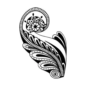 Doodle fantasy flower. Vector linear botanical illustration. Floristic sketch Stock Illustration