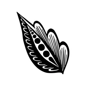 Doodle fantasy leaf. Vector linear botanical illustration. Floristic sketch g Stock Illustration