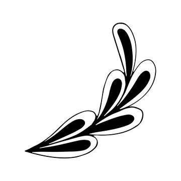 Doodle fantasy leaf. Vector linear botanical illustration. Floristic sketch g Stock Illustration