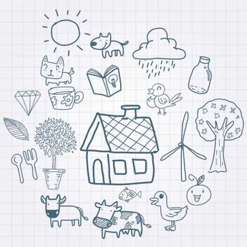 Doodle farming Stock Illustration
