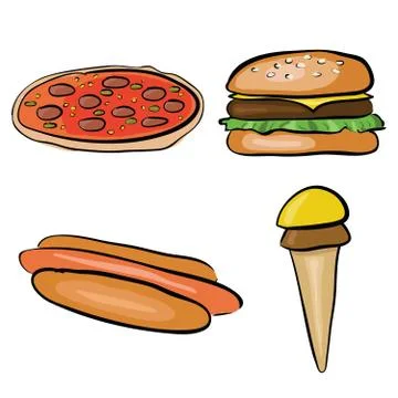Doodle fastfood Stock Illustration