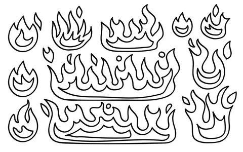 Doodle fire and flame hand drawn line cartoon collection. Vector illustration Stock Illustration