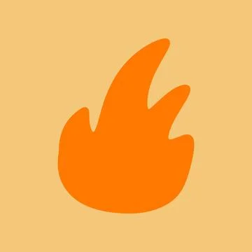 Doodle fire, flame. Orange flame in abstract style. Stock Illustration