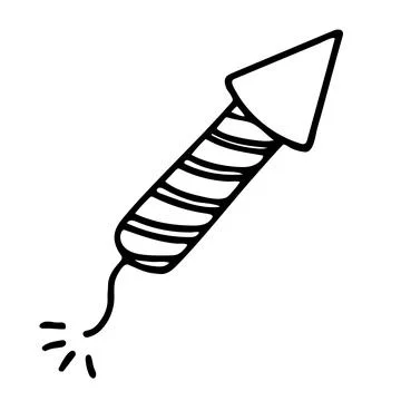 Doodle of firework rocket on white background. Illustration