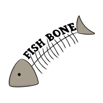 Doodle fishbone isolated on white background, vector illustration. Stock Illustration