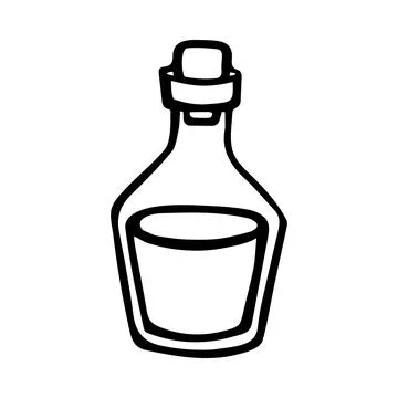Doodle flask with magic potion. Vector illustration Stock Illustration