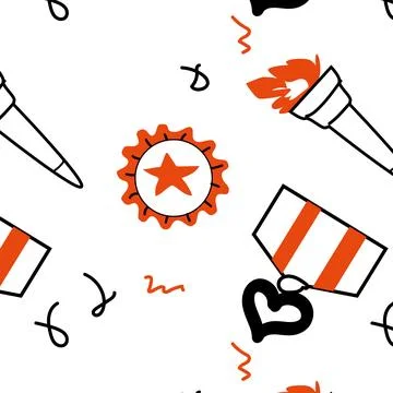 Doodle flat background with award elements 스톡 일러스트