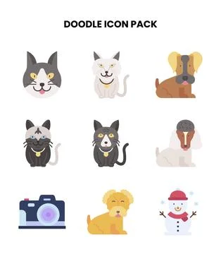Doodle Flat Bundle Icons Pack イラスト素材