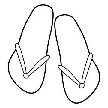 Doodle of flip-flops isolated on white background. Hand drawn vector illustra Stock Illustration