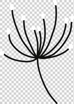 Doodle is floating on transparent background, evoking seed head, black filaments Stock Illustration