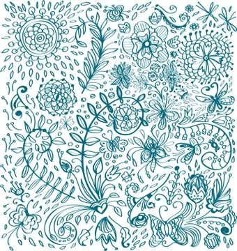 Doodle floral background Stock Illustration