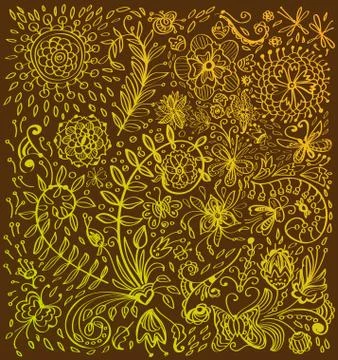 Doodle floral background Stock Illustration
