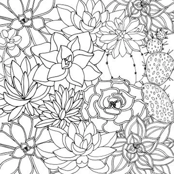 Doodle floral background in vector with doodles black and white coloring page Stock Illustration