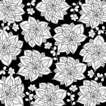 Doodle floral background in vector with doodles black and white coloring page Stock Illustration