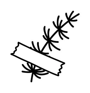 Doodle floral elements for bullet journal. Leaves sealed with tape 库存插图