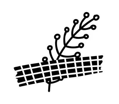 Doodle floral elements for bullet journal. Leaves sealed with tape Stockillustratie