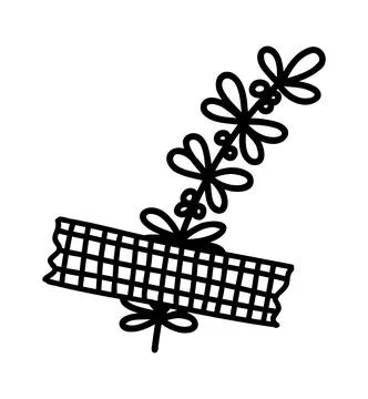 Doodle floral elements for bullet journal. Leaves sealed with tape Stockillustratie