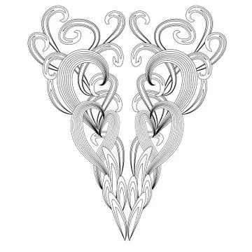 Doodle floral pattern in black and white. Page for coloring book: very intere Stock Illustration