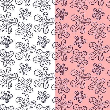 Doodle floral seamless pattern. Hand-drawn ink brush stroke, outline flowers Stock Illustration
