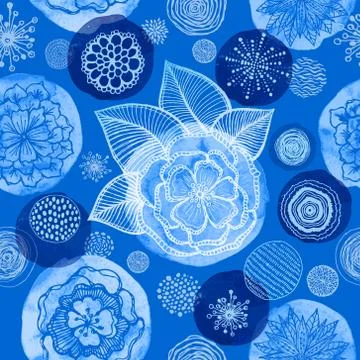 Doodle floral seamless pattern Stock Illustration