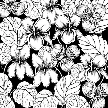 Doodle floral violet background in vector with doodles black and white coloring Stock Illustration