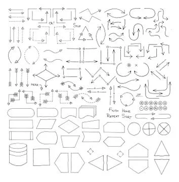 Doodle Flowchart Interface Elements Stock Illustration