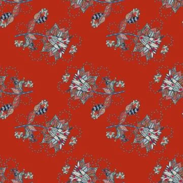 Doodle flower. Cute fabric pattern. Zentangle abstract flowers. Colour Spring Th Illustrazione stock