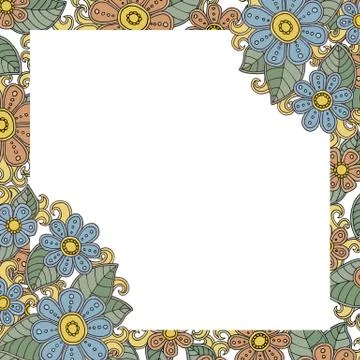 Doodle flower frame. Stock Illustration